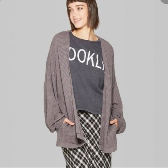 Wild Fable Waffle Cardigan Grey 